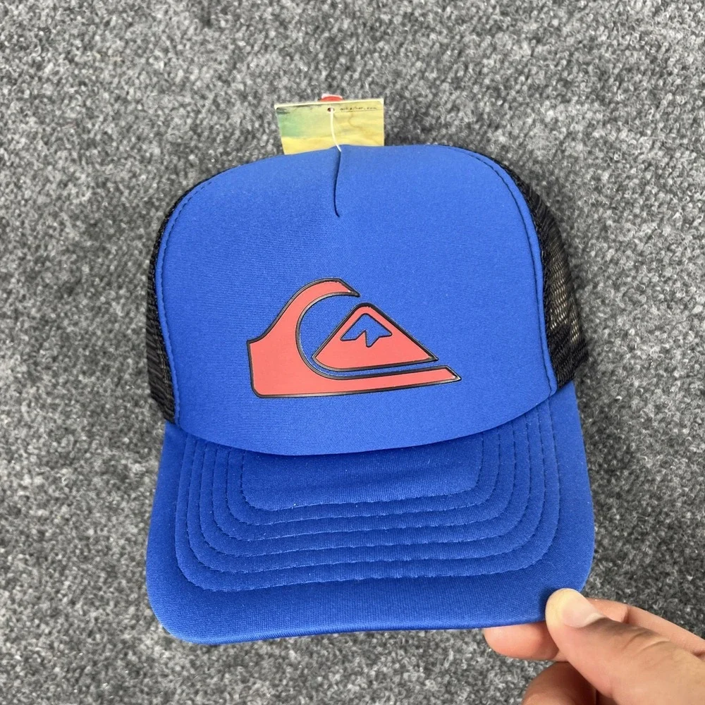 Quiksilver‎ Trucker Hat Boys Snapback Blue Red Foam Mesh Cap Skate Surf